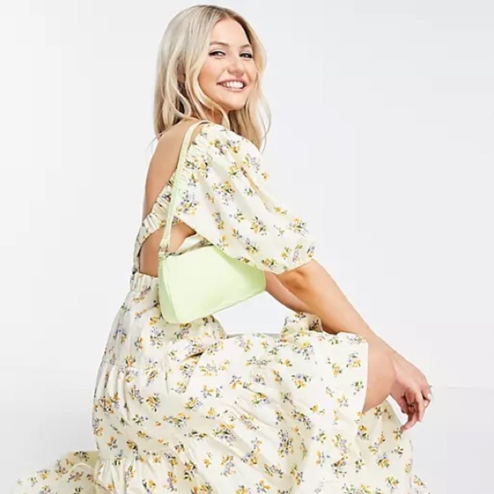 NWT Cotton Tiered Maxi Dress In Ditsy Floral Print - Picture 4 of 7